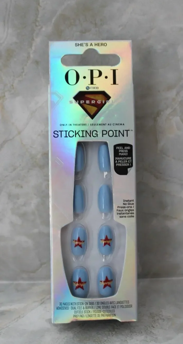 O.P.I Sticking Point Press On Nails She's a Hero Peel and Press Mani New